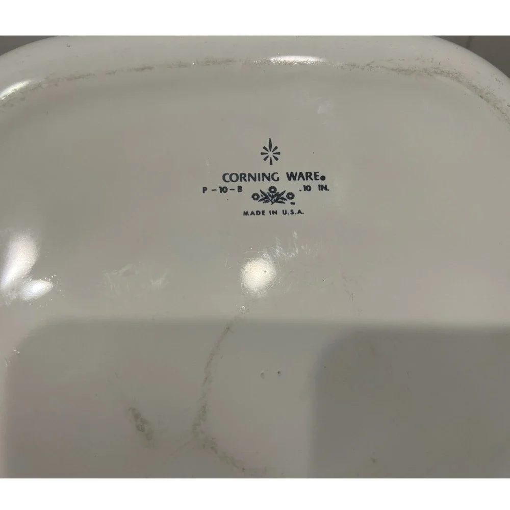 Vintage Corning Ware Blue Cornflower 10 Inch Square Casserole Dish with Lid USA